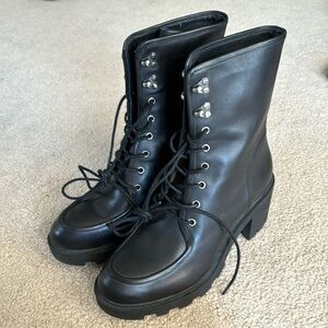 Black Leather Lace up boots J.Crew